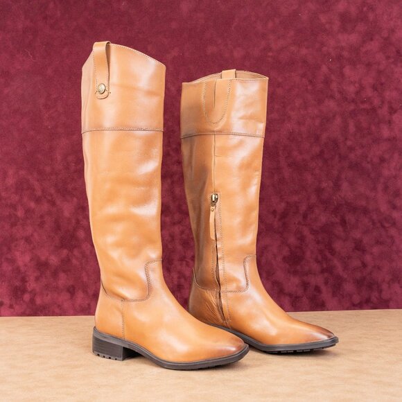 Sam Edelman Wmn Drina Whiskey Leather Fashion Equestrian Riding Knee Boots sz 7 - Picture 1 of 10